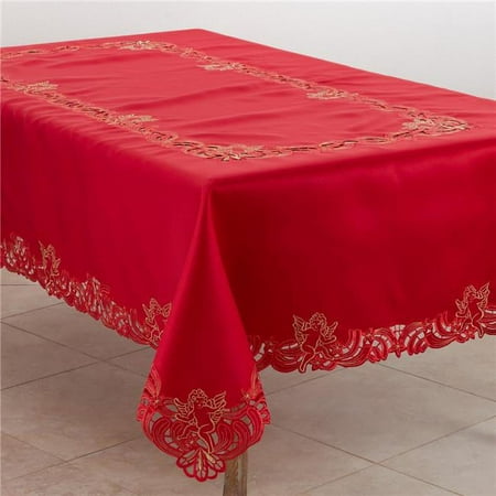 

65 x 104 in. Embroidered Cupid Design Tablecloth Red