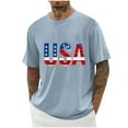 thumbnail image 2 of Xysaqa USA Letter Printed T-Shirt Men's Patriotic T-Shirt American Flag Graphic Tee Men Big & Tall Workout Shirt Gym Bodybuilding Short Sleeve Sports Shirts Tops 2X 3X 4X Clearance, 2 of 5
