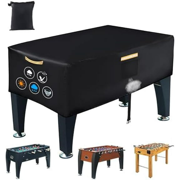 Foosball Table Cover,Heavy Duty 420D Foosball Table Covers Outdoor Waterproof,Soccer Table Cover with Windproof Buckle,4 Reflective Strip Handles,Universal Cover for Foosball Table and Game Soccer$