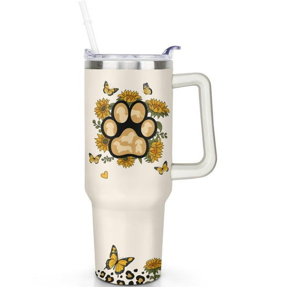 1pc Dachshund 40oz Tumbler with Straw & Handle - Insulated Stainless Steel Cup | Holiday Gift for Man Women (Christmas, Valentine's, Birthday)