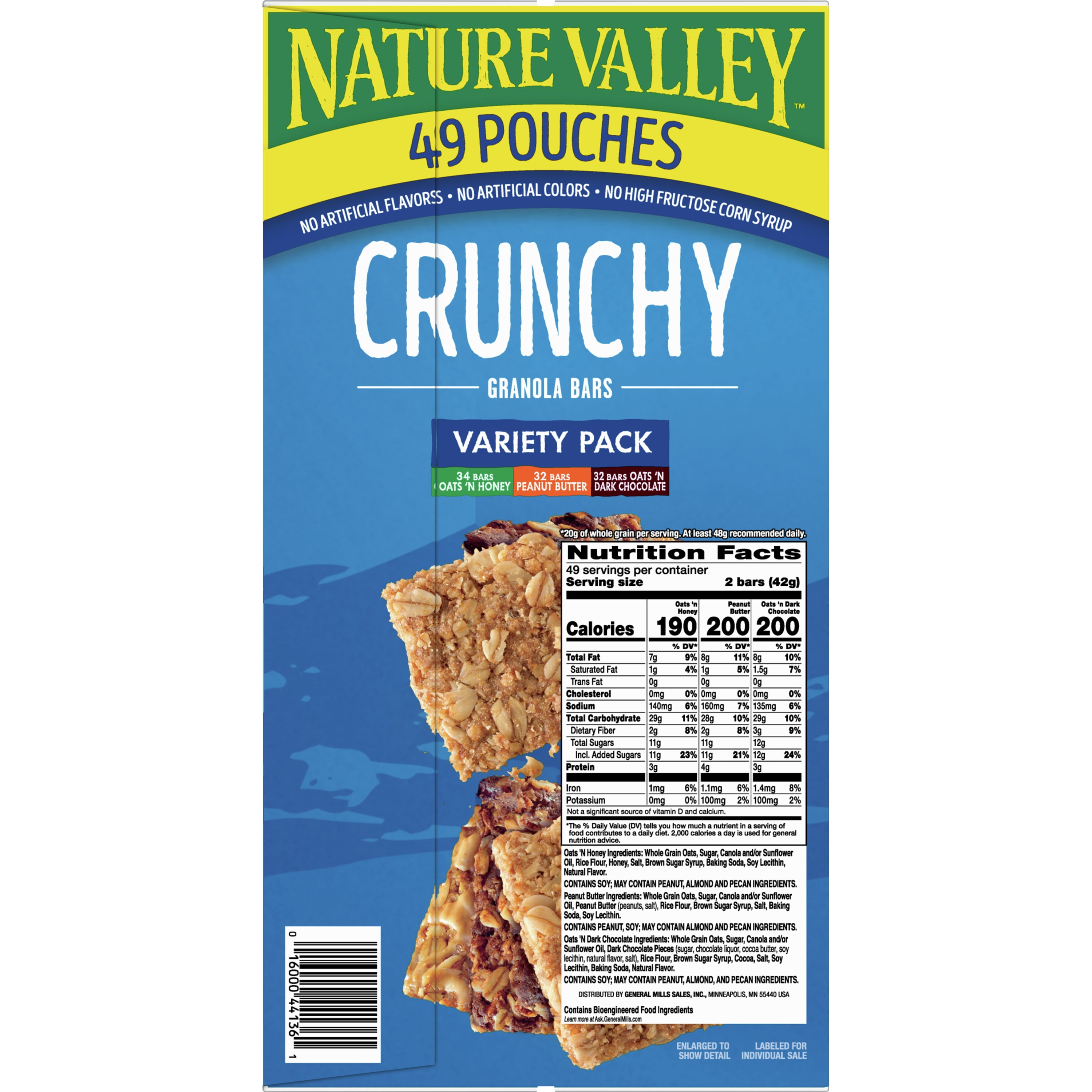 Nature Valley Crunchy Granola Bars Variety Pack, 98 Bars, 73.01 oz (49 Pouches)