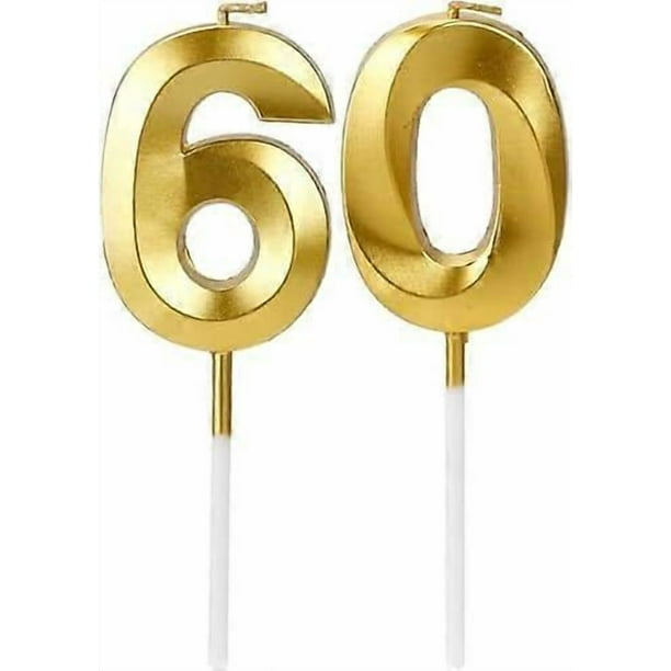 Gold Digital Birthday Cake Candles - Number 60 Candles for 60th Birthday Happy Birthday Smokeless Environmental Protection Birthday Candle for Birthda