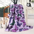 thumbnail image 2 of Purple Butterfly Pattern Blanket,Comfortable Soft Flannel Throw Blanket,All Season,Warm Lightweight Blankets for Sofa Bed Couch Living Room Chair,60"x80", 2 of 4