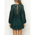 thumbnail image 5 of Women's Lace V-Neck Long Sleeve Mini Dress with Buttoned Tied Details Lined for Comfort 95% Polyester 5% Spandex, 5 of 11