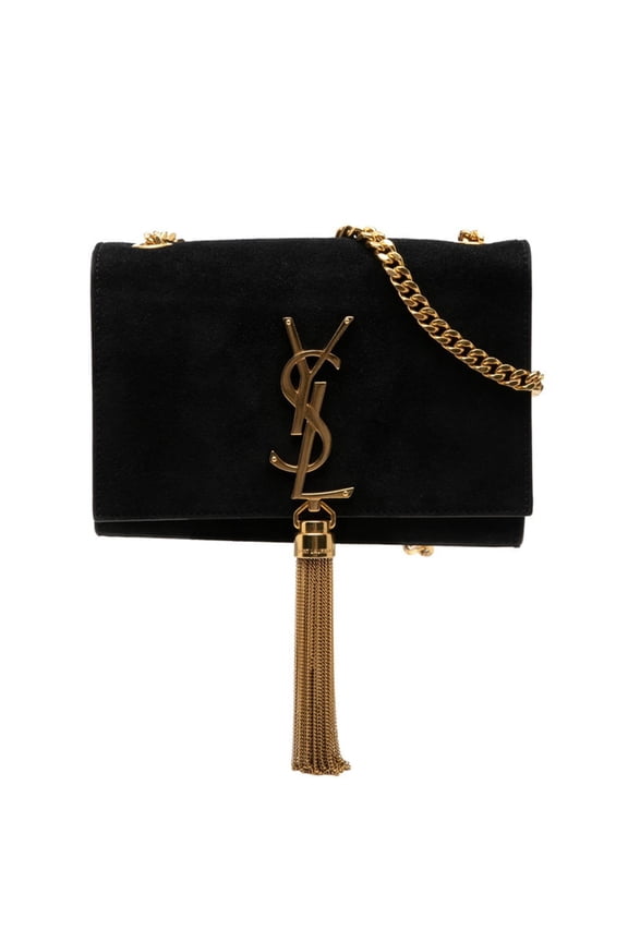 Pre-Owned Saint Laurent YSL Logo Classic Kate Crossbody Chain Shoulder Bag 354120 Black Suede...