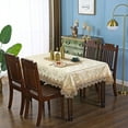 thumbnail image 2 of Mantel de encaje dorado jacquard rectangular bordado cubierta de mesa cocina comedor decoraciones de mesa para mesa rectangular 60x84 pulgadas, 2 of 5