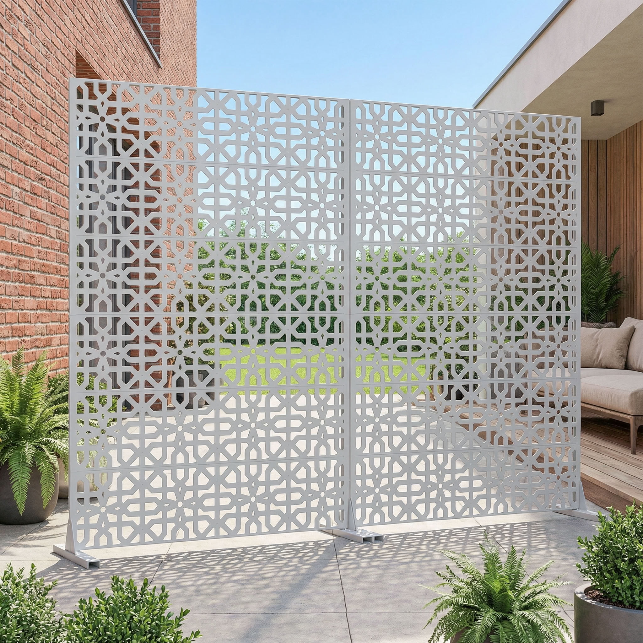 MAYEERTY 6 Panels Outdoor Privacy Screen, Metal Decorative Privacy Fence, 2 pcs Privacy Panel for Patio, Balcony, Backyard, Garden