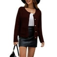 thumbnail image 1 of Suéteres de Punto para Mujer, Moda de Otoño, Larga, Botones, Chaqueta Informal de Moda, Ropa de Invierno Vino Tinto Oscuro M, 1 of 8