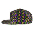 thumbnail image 3 of Daiia Mardi Gras Shiny Green Purple print Flat Bill Hats Flat Brim Trucker Cap Baseball Cap Adjustable Classic Low Profile Hat Unconstructed Plain Cap, 3 of 9
