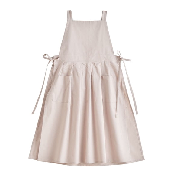 Cotton and Linen Kitchen Cooking Aprons Dress with Pockets for Baking Painting