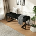thumbnail image 2 of Upholstered Button Tufted Bench,Black and Bronze, 2 of 26