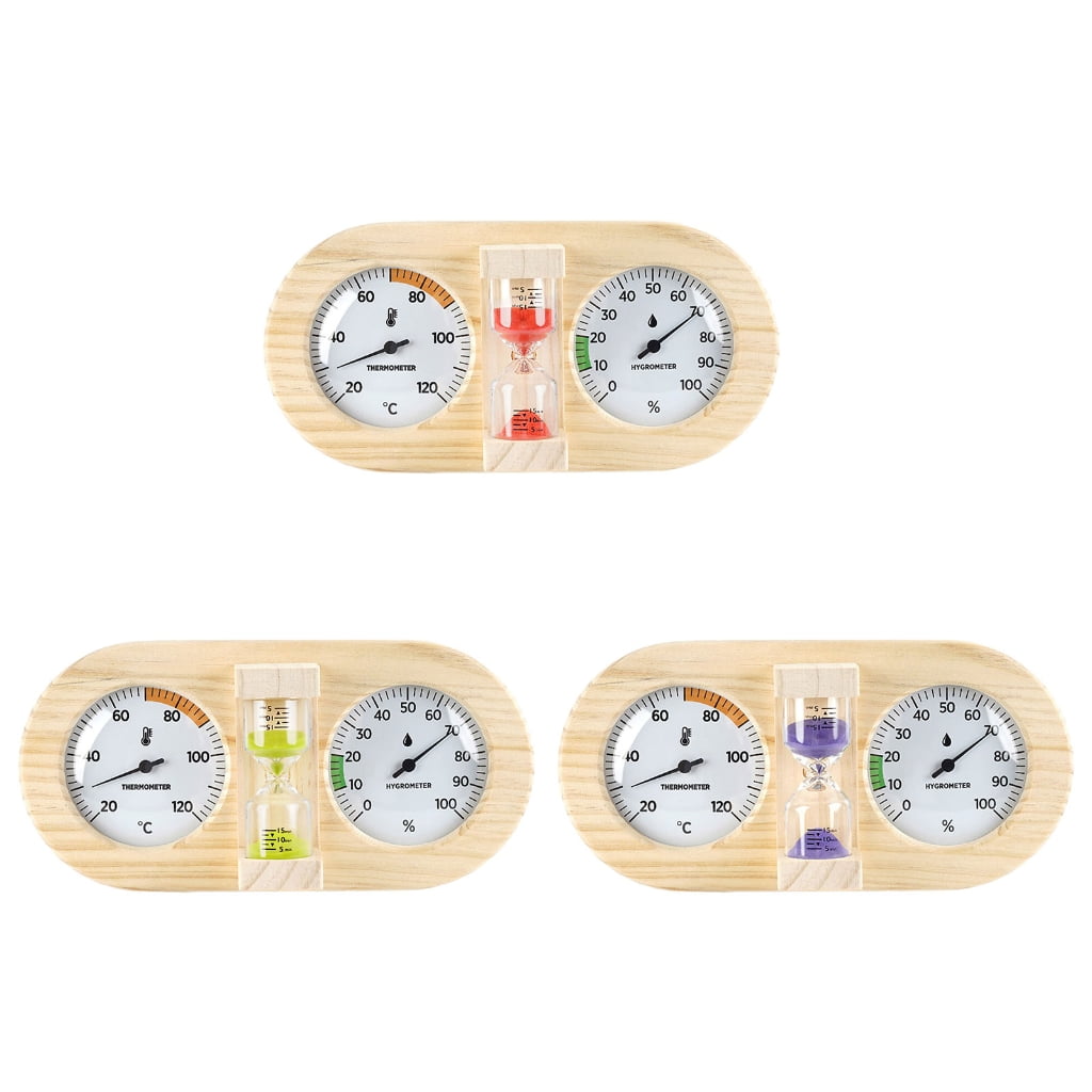 Room Thermometers Hygrometer with Sand Timer Wall Mounted Temperature Humidity Meter for Sauna Room