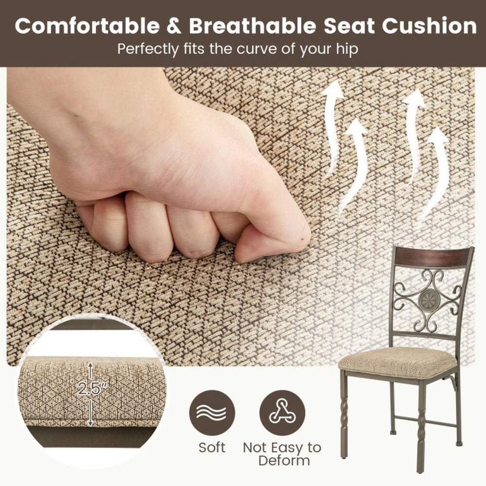 Demi Bonn Set of 2 Dining Room Chairs Armless Kitchen Dining Chairs Set with Seat Cushion, Brown