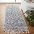 thumbnail image 2 of SAFAVIEH Moroccan Tassel Larry Geometric Shag Runner Rug, Gray/Ivory, 2'3" x 8', 2 of 7
