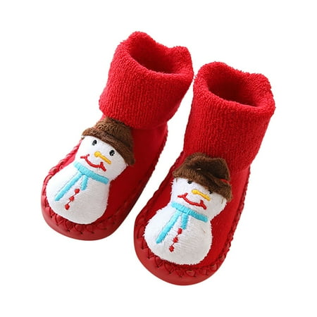

Unisex Newborn Baby Cotton Booties Non-Slip Sole for Toddler Boys Girls Infant Winter Warm Fleece Cozy Socks Shoes