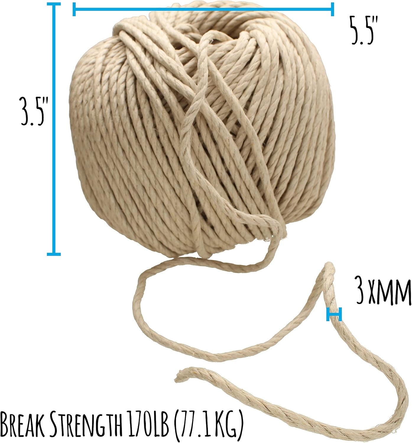 The Beadsmith 100% Hemp Cord - Natural Color – 3mm, 125 Foot Spool, 170LB Test Strength – Twine For Jewelry Making, Macrame, Paper Crafts, Gardening, Scrapbooking, Home Décor, DIY String Art & More