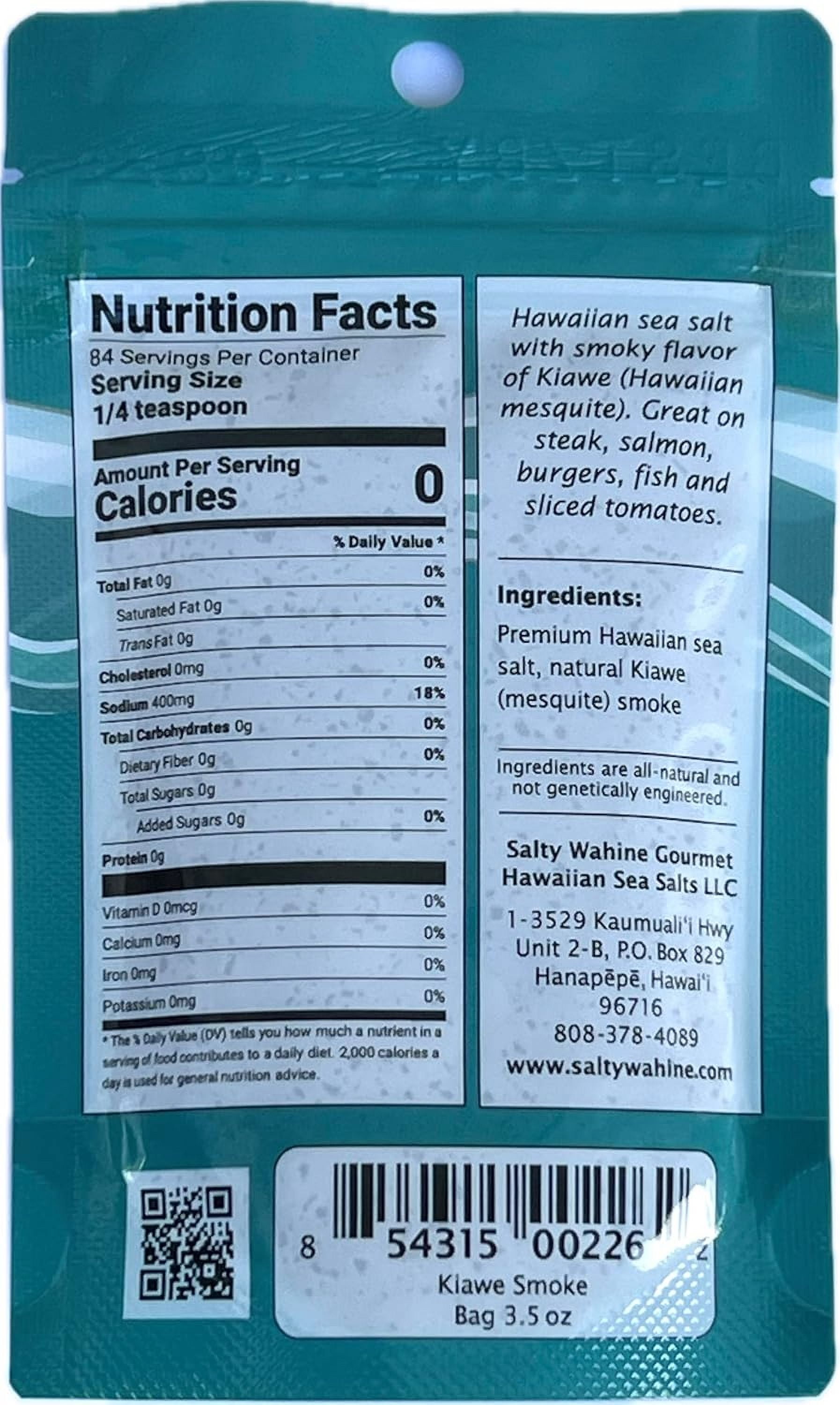 Salty Wahine Gourmet Hawaiian Sea Salts, Kiawe Smoke, Packet