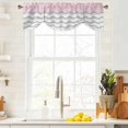 thumbnail image 3 of Grey Chevron Tie Up Valance Curtains for Windows, Kitchen Curtains Window Treatments, Geometric Pink Print Wavy Striped White Short Window Shades Valances for Bedroom Bathroom Cafe 54"x18", 3 of 8
