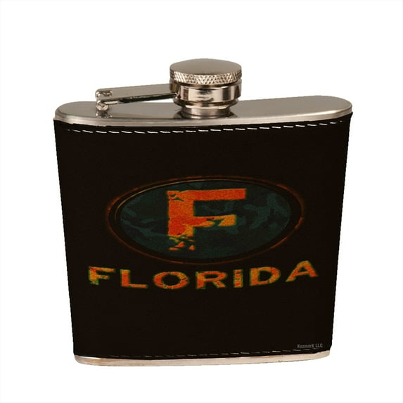 KuzmarK 6 oz. Leather Pocket Hip Liquor Flask - Florida Camouflage