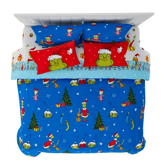Juego de sábanas Franco Grinch de Dr. Seuss Holiday King Size