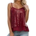 thumbnail image 2 of Lixiuxyad Summer Womens Tank Tops Stylish Women's Tanks And Camisoles With V Neck Sequined Design For Everyday Casual Wear For Spring And Summer Outfits,Red, 2 of 6