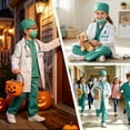 thumbnail image 5 of Marendyee Doctor Costume for Girls and Boys Kids Scrubs Nurse outfit With Set including a stethoscope Dress Up Cosplay Halloween Toddler 12T 11-12Years, 5 of 27