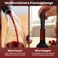 thumbnail image 5 of Rechargeable Electric Wine Opener Set in Matte Black, 1-Touch Automatic Cork Removal with Charging Base, Aerator, Foil Cutter & Vacuum Stoppers, 5 of 9
