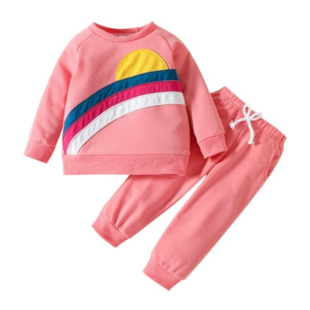 

Aompmsdx Toddler Boys Girls Long Sleeve Rainbow Pullover T Shirt Sweatshirt Tops Pants Outfitsstranger Things