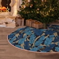 thumbnail image 6 of Daiia Blue Leaves A Drawing Merry Christmas Tree Skirt , Xmas Large Lace-up Tree Skirt, Santa Snowflakes Rustic Home Decorations New Year Party Farmhouse Decor-48", 6 of 7
