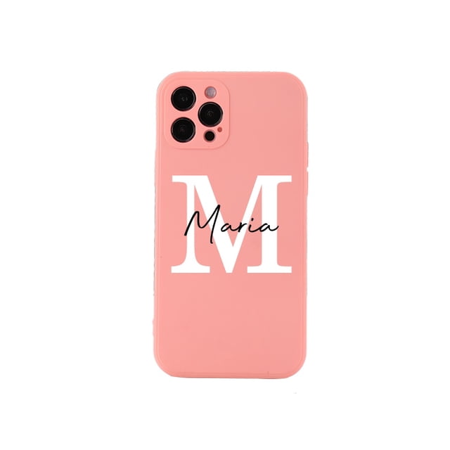 Funda de teléfono Personaliza Tu Nombre con iniciales personalizadas para iPhone 14 14ProMax 14Plus 13Promax 13 12 11 funda trasera de silicona líquida Deng Xun unisex
