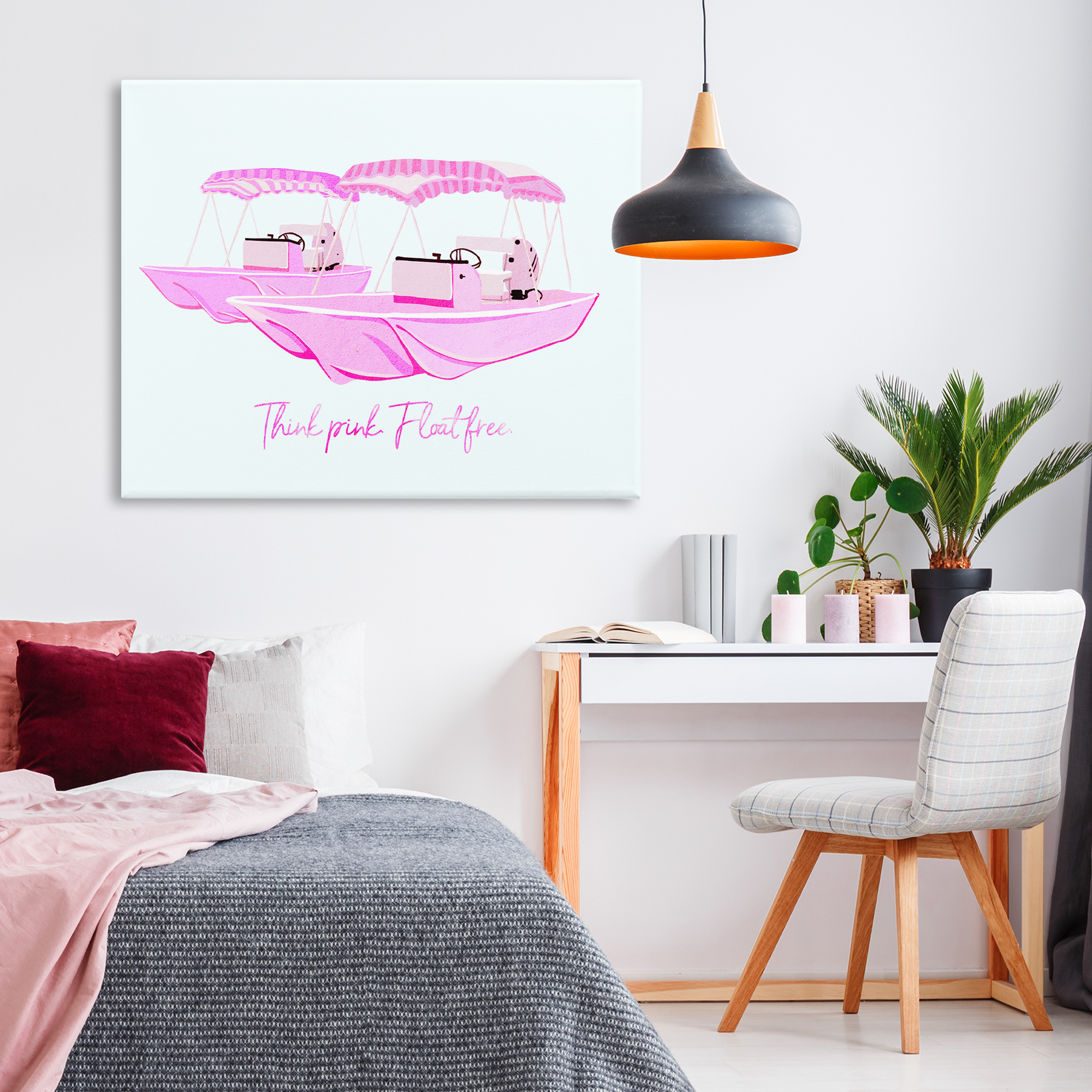 Think Pink Float Free Boats Canvas Wall Art, design by Ziwei Li