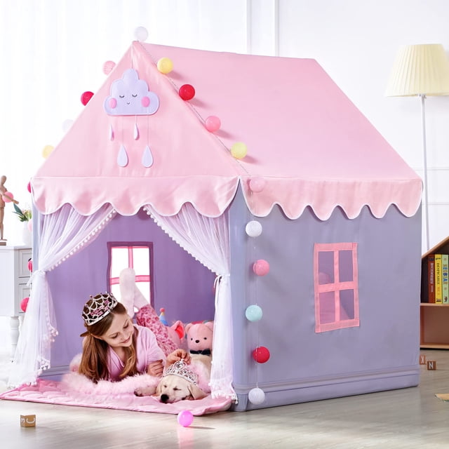 Tienda de campaña SISTICKER Kids para niñas, grande, rosa, para interiores y exteriores