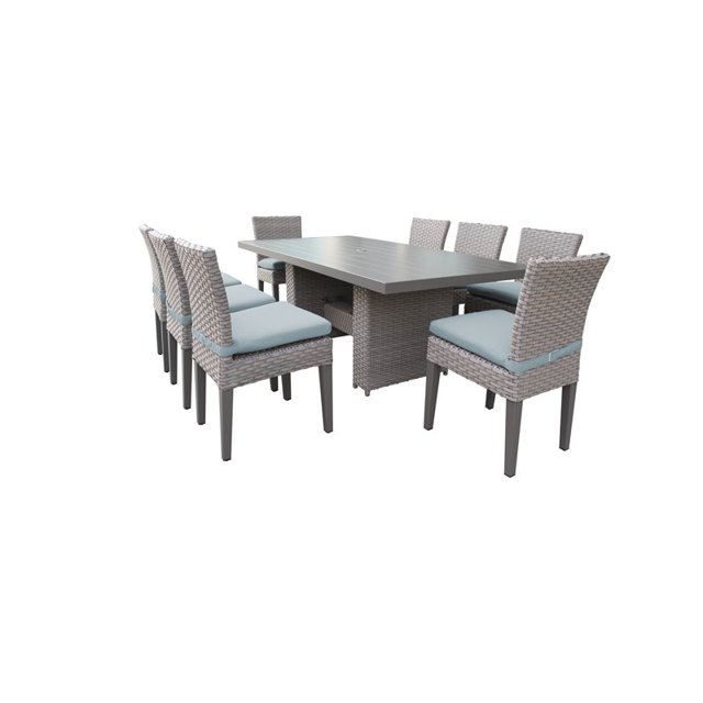 Table de Salle à Manger Rectangulaire en Patio Extérieur Monterey avec 8 Chaises Sans Bras