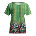 thumbnail image 5 of Wycnly Womens Tops Dressy Casual Comfy Breathable Loose Fit Vintage Graphics Ladies Pullover Tees Shirts Summer Short Sleeve Round Neck Tops Western Print Blouse Green XXL, 5 of 5
