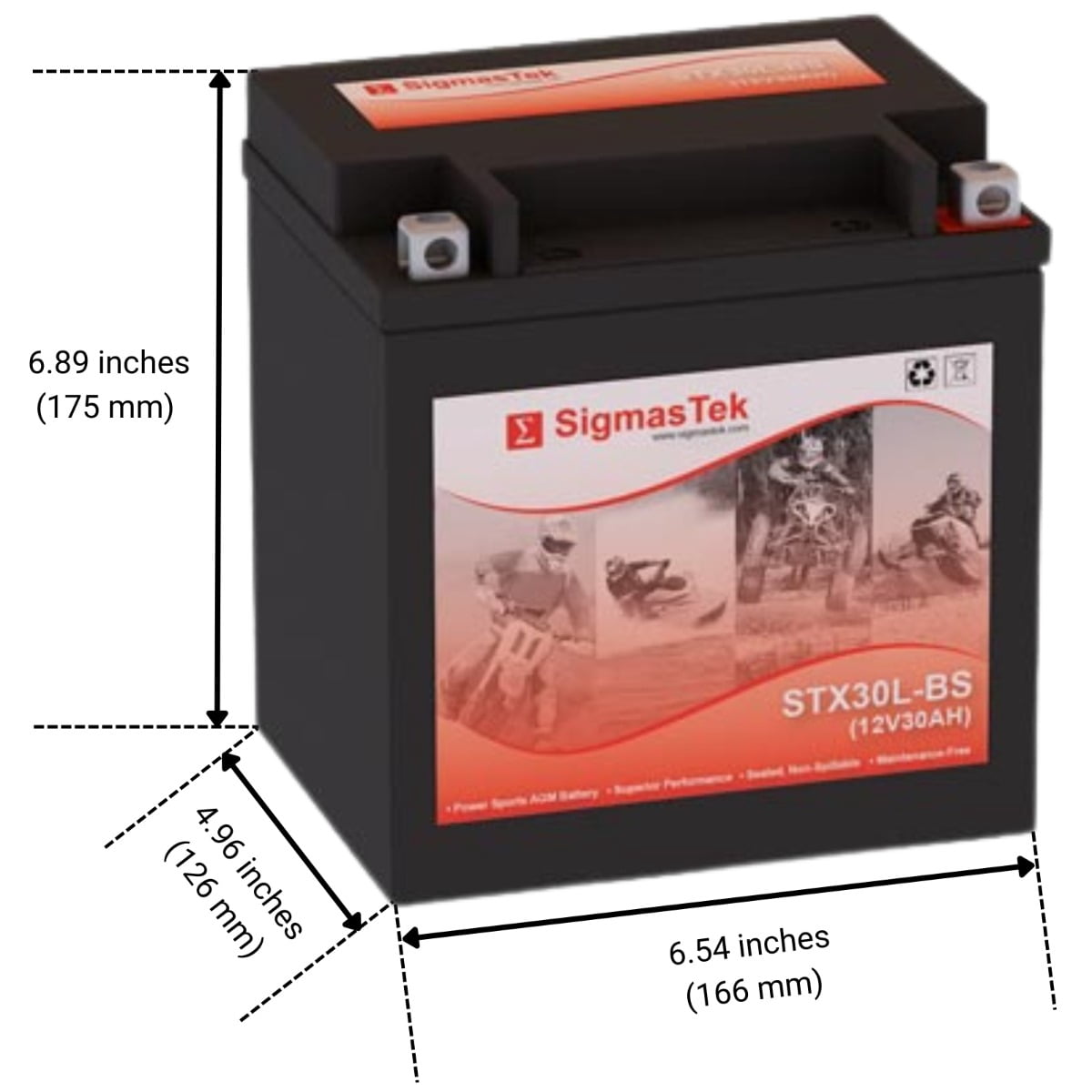 Deka ETX30L Battery Replacement STX20L-BS 12V 30AH 380 CCA Spillproof Maintenance Free
