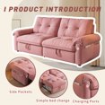 thumbnail image 4 of avobird 77.2'' Pull Out Sofa Bed, Pre-Assembled Sleeper Sofa Bed with USB Charging Ports and Side Pocket, 3 in 1 Velvet Sofa for Living Room, Pink, 4 of 8