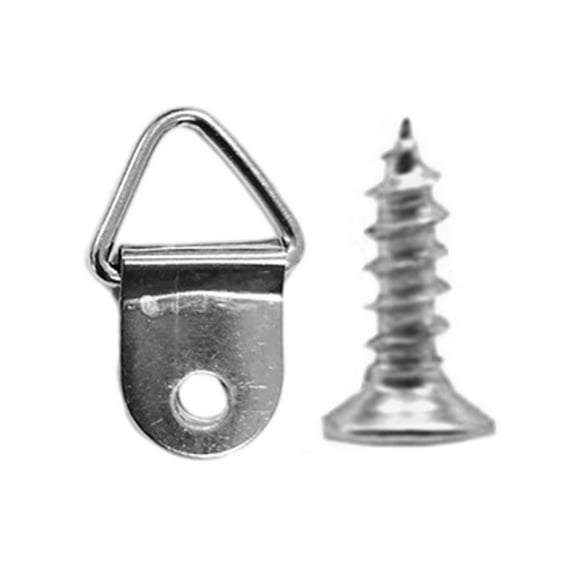 lanema 100PCS Metal Picture Hangers Set Single Hole Painting Hangers Triangles D Rings with Screws Photo Frame Hangers