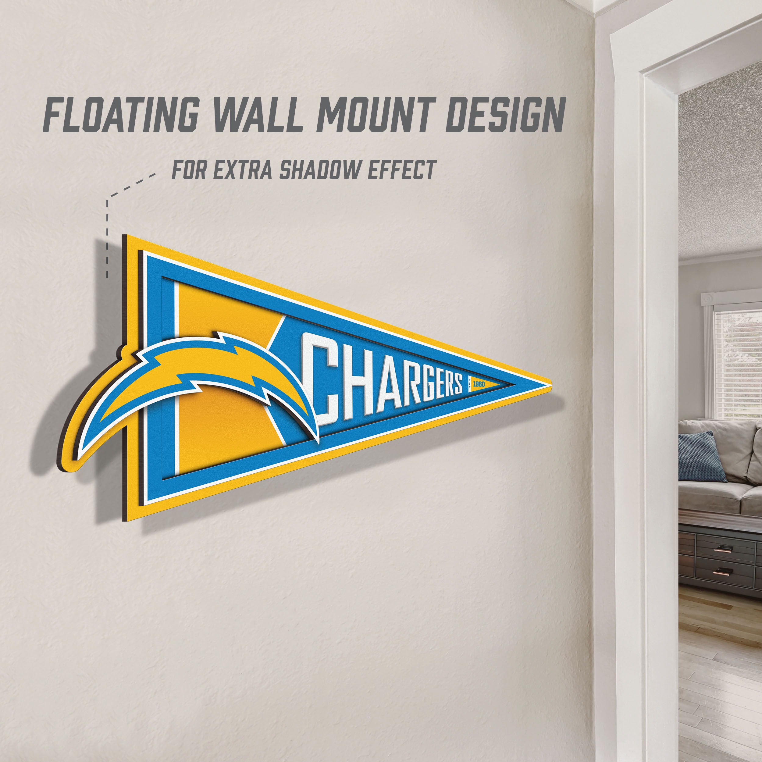 YouTheFan NFL Los Angeles Chargers Pennant Sign