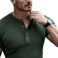 thumbnail image 3 of vdgthytj Mens Short Sleeve Shirts Henley Neck Button Loose Fitting Summer Casual Ribbed Knit Sweater Shirts, 3 of 4
