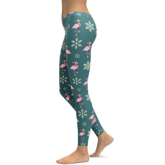 Festive Flamingos Leggings Size: XS for Women | FIERCEPULSE