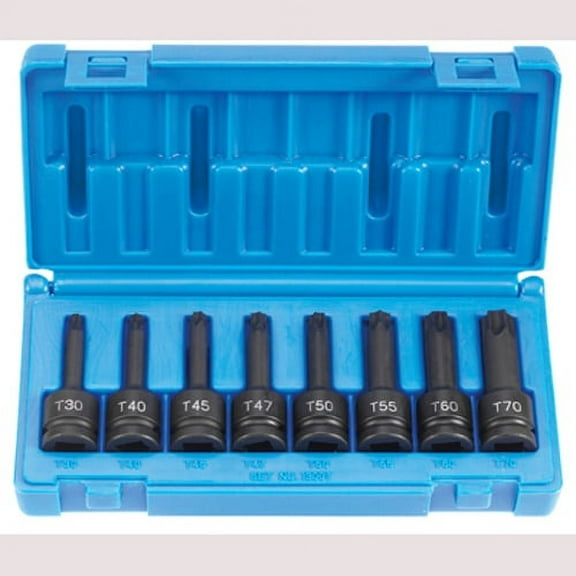 Grey Pneumatic 1300T 1/2" Drive 8 Piece Internal Star Impact Driver Set