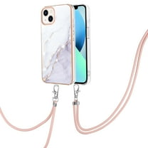 iPhone 13 Case, iPhone 13 Case Marble, Allytech Marble Serious Ultra Thin Soft TPU Rubber Drop Protection Shock-Absorbing Anti-scratch Lanyard Case Cover for Apple iPhone 13 6.1",White
