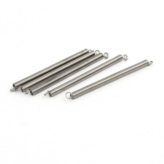 0.3mmx3mmx50mm 304 Stainless Steel Tension Springs Silver Tone 5Pcs