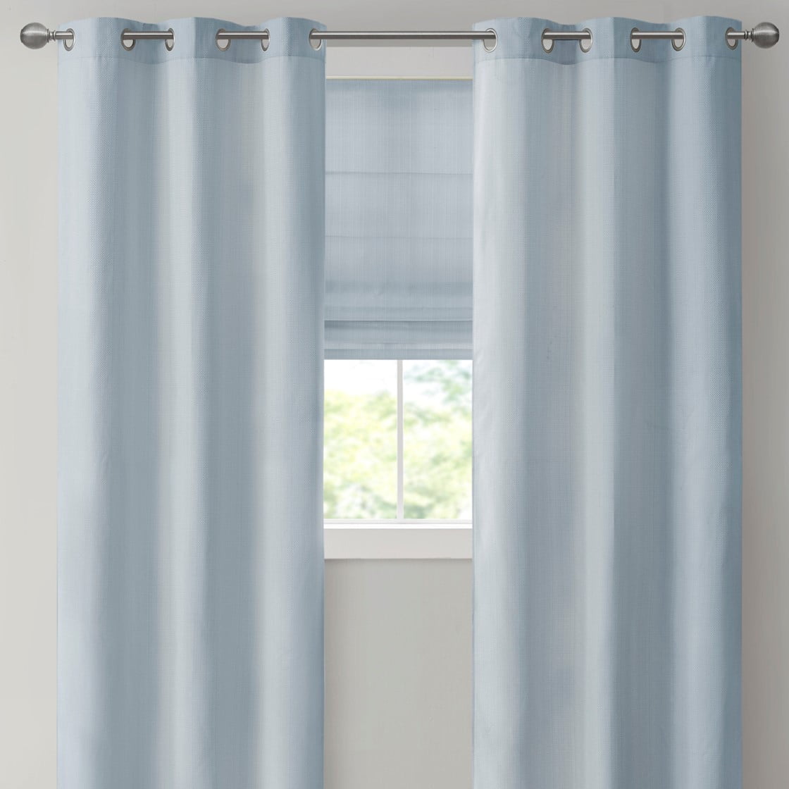 MAYEERTY Basketweave Room Darkening Cordless Roman Shade, Blue, 64" L x 23" W