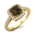 thumbnail image 2 of 1.49 Ctw Cushion Smoky Quartz 925 Sterling Silver Gold Vermeil Solitaire Halo Women Valentines Day Gifts Ring, 2 of 3