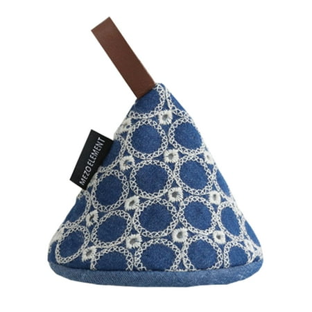 

Farfi Oven Mitt Eco-friendly Heat Resistant Durable Nice-looking Non-Slip Anti-scalding Portable Triangle Cotton Handle Cover Kitchen Tool for Restaurant (Dark Blue)