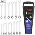 thumbnail image 2 of 14-Piece Ratcheting Wrench Set, SAE 1/4”-7/8”, Chrome Vanadium Steel Combination Wrench set with Wrench Rack, 2 of 7