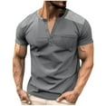 thumbnail image 2 of Timegard Mens Shirts Summer Short Sleeve Tee Shirts Pocket Button Notch Neck Color Block Casual Tops, 2 of 8