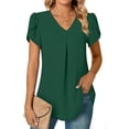 thumbnail image 5 of Elegant Women's Top Blouse Summer Fashion Simplicity Short Sleeve Solid V-Neck Commuter Office Female Shirt, 5 of 7