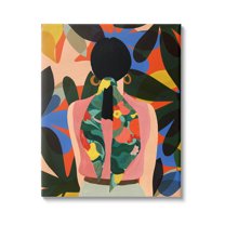 Stupell Industries Contemporary Floral Patterned Girl Graphic Art Gallery Wrapped Canvas Print Wall Art, Design by Emily Kopcik